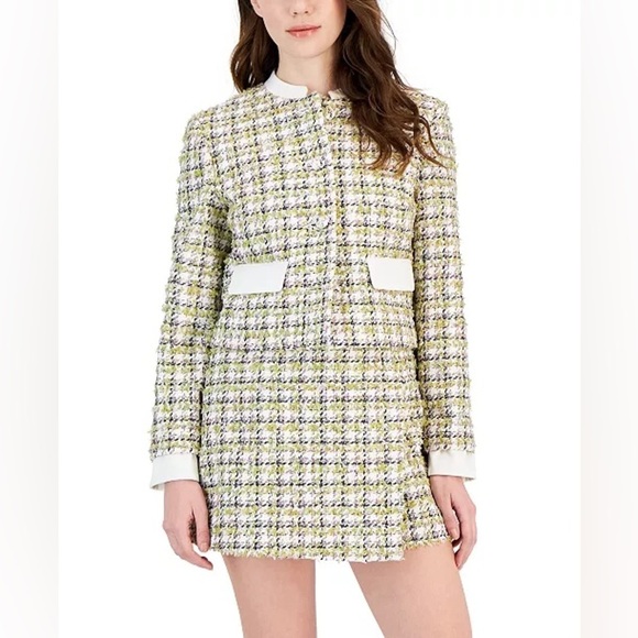 Avec Les Filles Jackets & Blazers - AVEC LES FILLES Women's Tweed Button-Front Jacket size medium